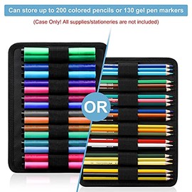 FINPAC Ranura para lápices, gran bolsa de acuarela de revestimiento múltiple con bolsillo frontal con cierre, organizador grande para 200 lápices de colores/130 bolígrafos de gel, bolígrafos Marco para artistas, pintores, planificadores