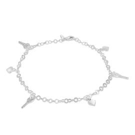 925 Sterling Silver Charm Anklets For Women, Ankle Bracelets, Basic Chain Link Anklets For Women, Anklets, Beach Anklets, Anklets With Charms, Summer Jewelry, 10 Inch Anklet, Foot Jewelry