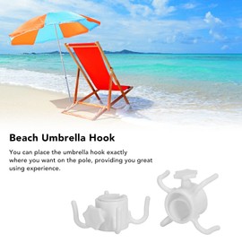 Gancho para Sombrilla de 2 Piezas, Gancho para Colgar Sombrilla de Playa Gancho para Colgar Sombrilla de Plástico de 4 Puntas Gancho para Colgar Sombrilla de Playa de Plástico Colgador para(Blanco)