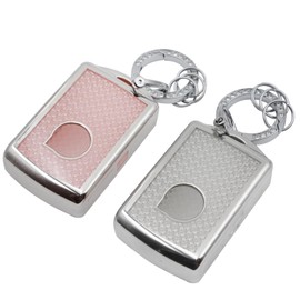 2 Pcs for Volvo Key Fob Cover XC90 XC60 S60 XC40 Keyless Full Covered Key Protector Shell TPU Fashion Golden Edge Key Case(White Pink)