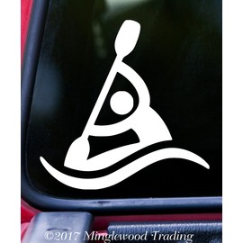 Minglewood Trading Kayaker Vinyl Decal Sticker 5" x 5" Canoe Kayak Rafting Whitewater - - Orange
