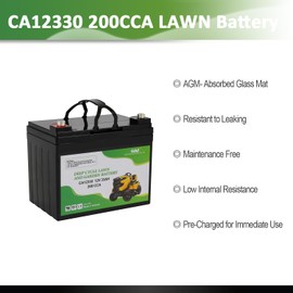 Casil Deep Cycle U1 200 CCA SLA Lawn Mower Battery - 12V Battery Lawn Mower, Lawn Tractor Battery for Craftsman, Cub Cadet, Toro, John Deere Mowers - BCI Group U1, TCA25015, 725-17335, 163465