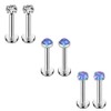 Ruifan 3mm Purple Opal & Clear CZ Internally Threaded Stainless