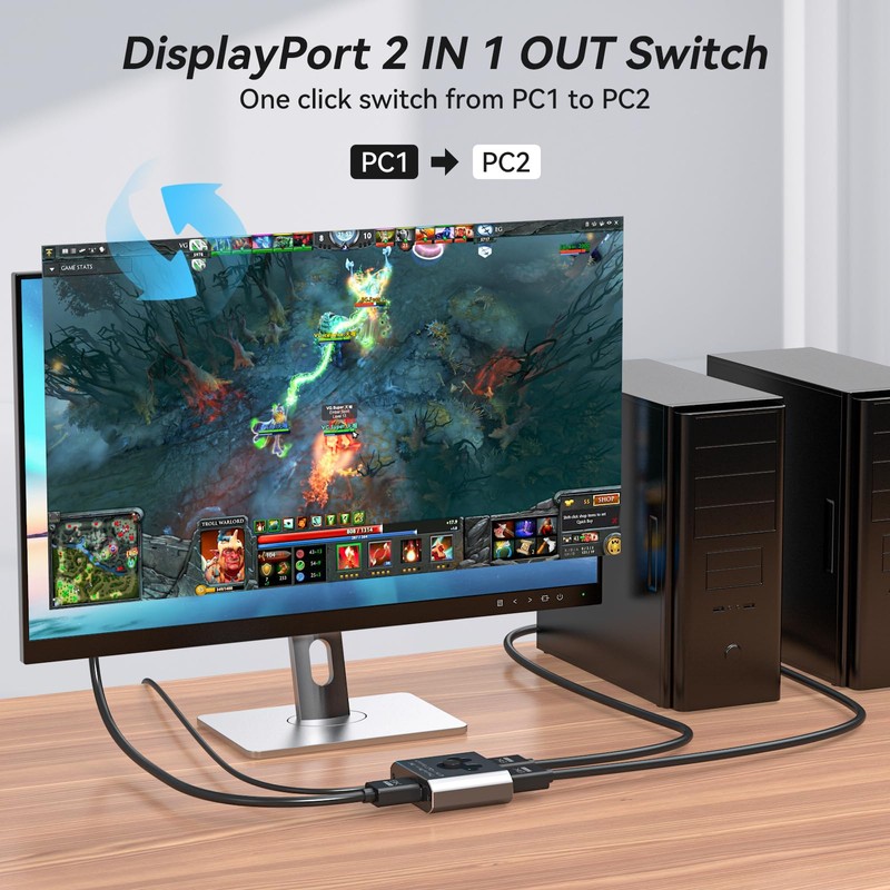 PVBCTCSID 8K DisplayPort Switch 2 In 1 Out 4K144Hz DP