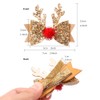 3Pcs Children's Christmas Antler Glitter Hair Clips,Hairball Elk Bow Hair