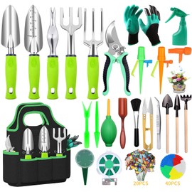 84 PCS Garden Tools Set,10pcs Succulent Tools Set Included 6pcs Large Heavy Duty Aluminum Gardening Hand Tools 12.5IN with Garden Tool Bag,Gloves Sprayer etc.Gardening Gifts for Men Women Garden Gifts