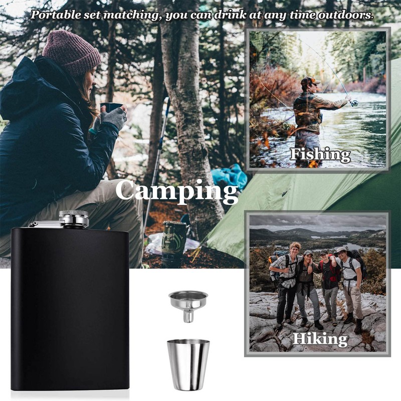 Hip Flask Set, Stainless Steel Flasks with 2 Small Cups