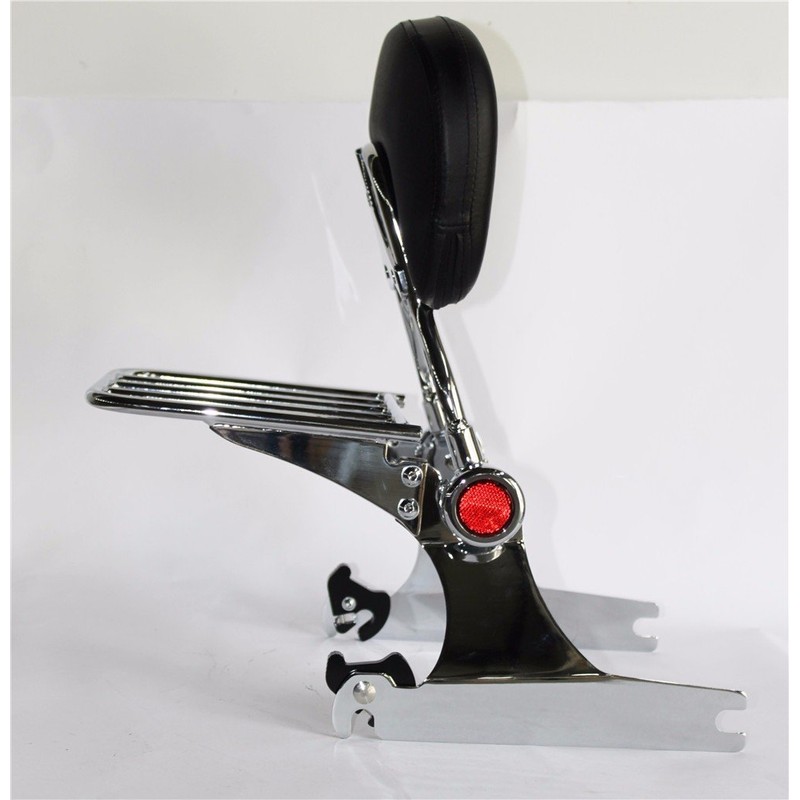 XKMT-Skull Adjustable Backrest Sissy Bar w/Luggage Rack Compatible With H-D