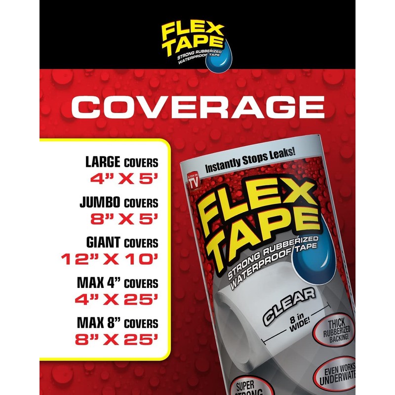 Flex Tape, Original Thick Flexible Rubberized Waterproof Tape - Seal