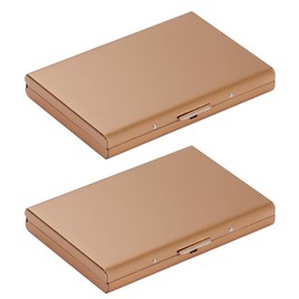 Vicloon Card Holder Credit Cards, Pack of 2 RFID Blocking Credit Card Case Aluminium Business Card Case 6 Compartments RFID & NFC Protection Credit Card Holder for Men and Women, 2 x rose gold,