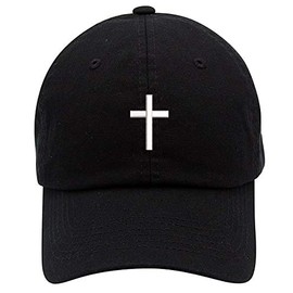 Religious Cross Logo Embroidered Low Profile Soft Crown Unisex Baseball Dad Hat Black
