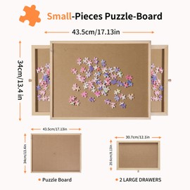 Small Puzzle Board 17.1 X 13.4 Inch Puzzle Table - Suitable for Personal Small Jigsaw Puzzles Table with 2 Storage Drawers,Portable Lightweight Jigsaw Puzzle Board(100-300Pcs)