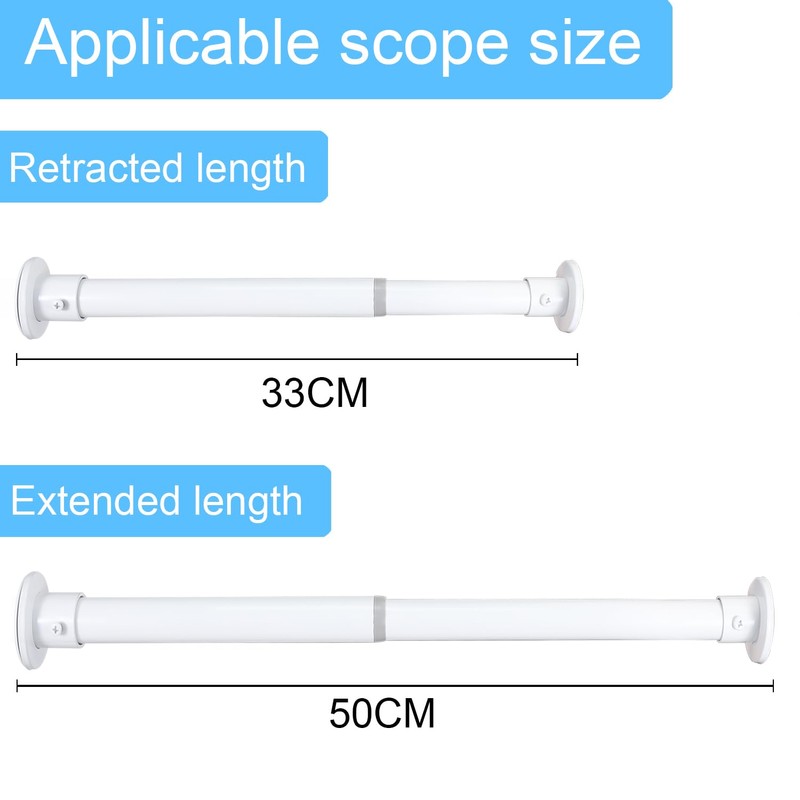 Wardlock 33cm-54cm White Extendable Stainless Steel Wardrobe Rail, Adjustable Clothes