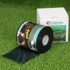 Valcora 4 Inch Double Sided Turf Tape for Artificial Grass with Self-Adhesive 2X Strength 500g, Double Sided Artificial Grass Tape for Patios Decks Indoor Floors 4" × 33ft (10.5cm × 10m)