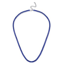 Zoryxia 14K White Gold Plated Blue Tennis Necklace for Women, 4mm 5A Grade Cubic Zirconia Tennis Chain, Sparkly Sapphire Color Choker, 18"+2" Adjustable, Jewelry Gift
