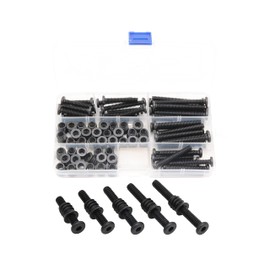LBY 35 Sets Threaded Insert Nuts and Bolt Assortment Kit, 1/4-20 × 13mm Threaded Inserts & Hex Socket Furniture Barrel Bolts (5 Sizes) Combination, Carbon Steel (Black)