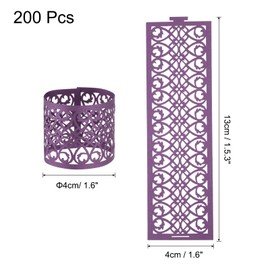 sourcing map 200Pcs Napkin Rings Laser Cut Foil Paper, Napkin Holder Hollow Napkin Bands for Weddings Party Serviette Table Decoration Restaurant (Dark Purple, 5.3 x 1.6")