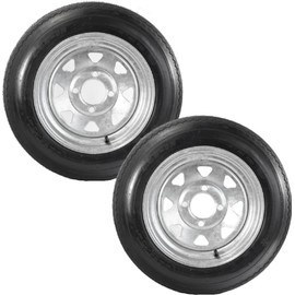 eCustomrim 2-Pack Trailer Tires Galvanized Rims 4.80X12 4.80-12 12 in. Load Range B 4 Lug Wheel - 2 Year Warranty w/Free Roadside