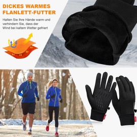 anqier Cycling Gloves Men's Winter Gloves Warm Cycling Gloves Windproof Touchscreen Gloves Women's Sports Gloves Non-Slip Running Gloves Thermal Gloves Waterproof, black