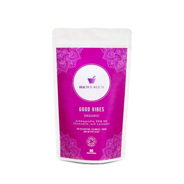 Organic KSM 66 Ashwagandha, Chamomile and Lavender - 90 Natural Capsules - Feel Calm, Lower Stress, Anxiety & Better Sleep