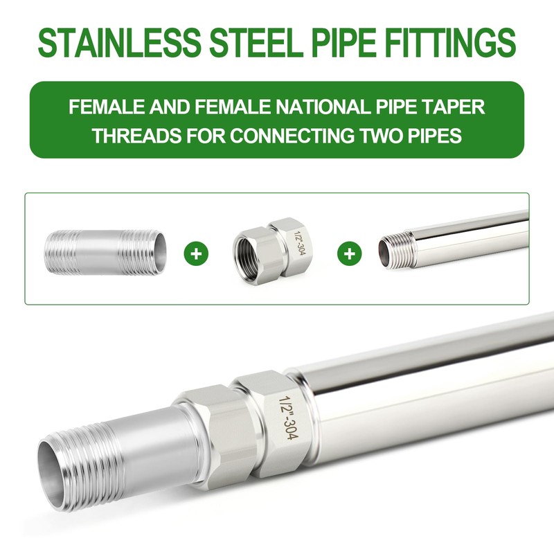 TAISHER 2PCS 304 Stainless Steel Flexible Movable Connector, 1/2" NPT