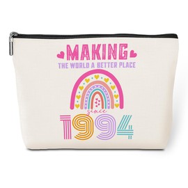 Rainbow Since 1994 30th Birthday Gifts for Her, 30 Year Old Woman Birthday Gift Ideas, 30th Bday Gift Happy 30th Makeup Bag Funny Cosmetic Bags for Women Wife Sister Aunt Friend Sister Anniversary
