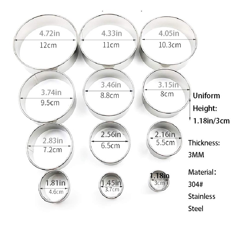 Cookie Cutter Round Baking Tools Set (12 Pieces/Set) Mini Fruit