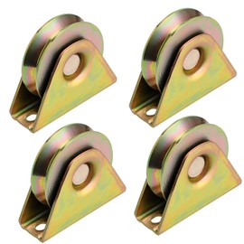 Skelang 3" Sliding Gate Wheels, V Groove Caster, Heavy Duty Rigid Caster with Bracket for V Track Rail, Rolling Driveway Gate, Industrial Machine, Each Loading Capacity 650 Lbs, Pack of 4