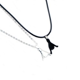 Tebliomro Matching Couple 2 Pcs Set Pinky Promise Necklace for Him Her Best Friends Matching Necklaces Jewelry Gift Birthday Christmas Black and Silver