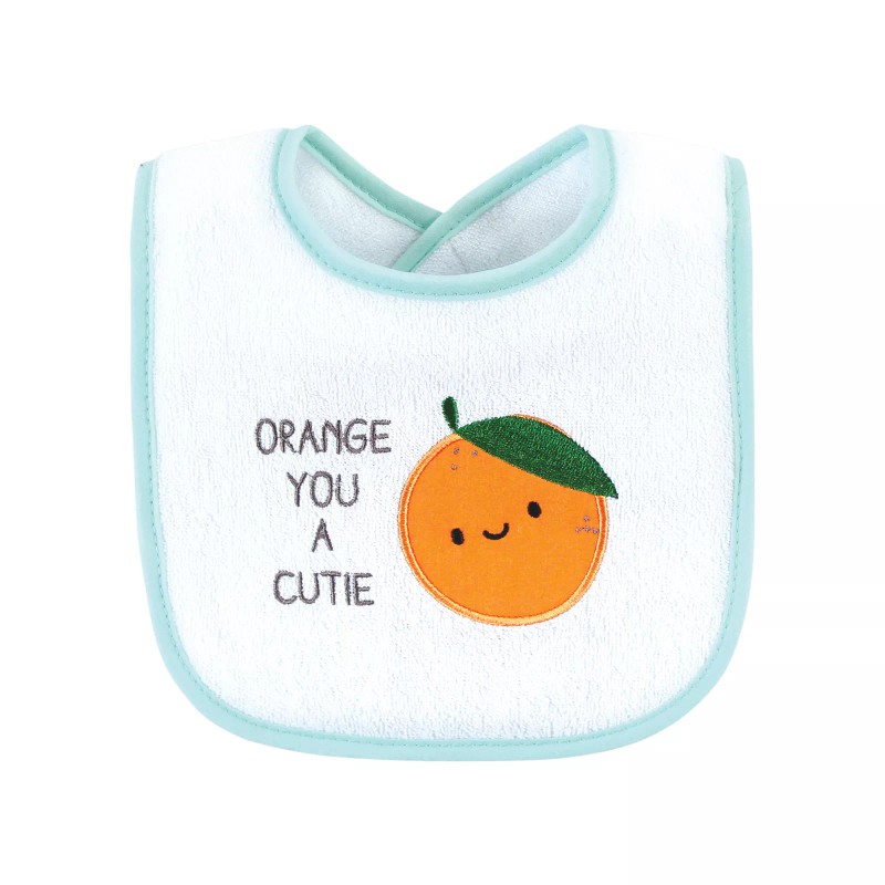 Hudson Baby Cotton Terry Drooler Bibs with Fiber Filling, Fruits,