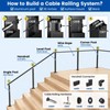 Muzata 8ft Black Aluminum Cable Railing Handrail Rectangular HL10