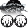 Unbranded Gloss Black Flames Front Speaker Grill Trim For Harley