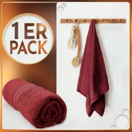 NatureMark Sauna Towels, Premium Quality 80 x 200 cm Sauna Towel, 100% Cotton, Colour: Burgundy Red
