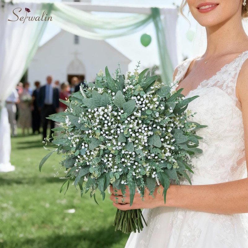 360 Pcs 7 Kinds Mixed Artificial Eucalyptus Greenery Stems Bulk