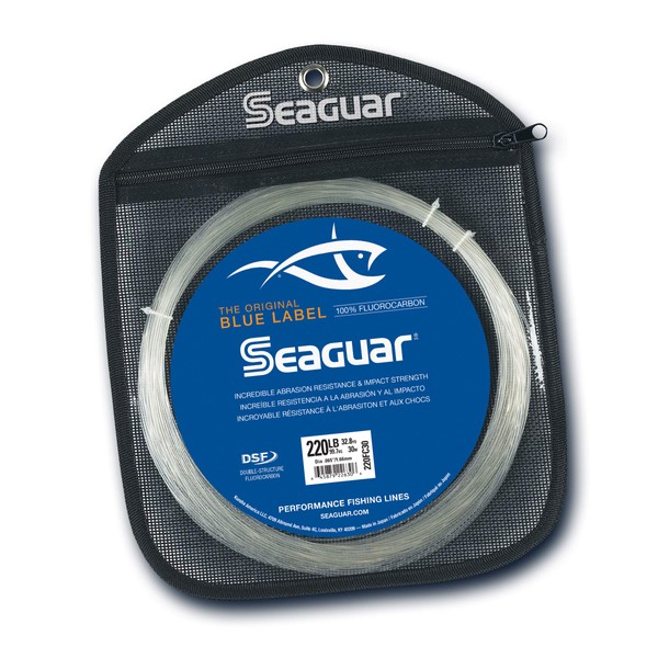 Seaguar Blue Label 30-Yard Fluorocarbon Big Game Leader, 220-Pound, Clear (220FC30)
