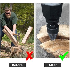 CDIYTOOL 3 Pieces Wood Splitting Drill Bit Set 32mm Firewood Splitter Drill Bit Set Heavy Duty Drill Screw Cone Kindling Splitter for Household Electric Drill