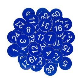 Plastic Engraved Numbered Number Tags ID Tags Keychains No Hole (1-50, Blue)