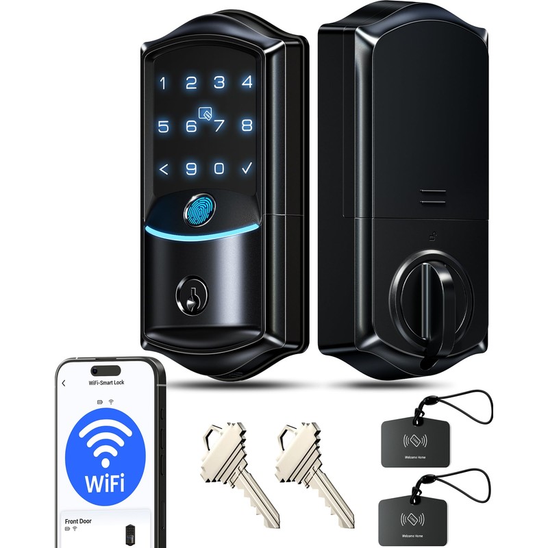 Veise VE027 Built-in Wi-Fi Smart Lock, Fingerprint Keyless Entry Front