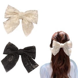 nalaina Large Barrette, Hair Ornament, Set of 2, Lace Ribbon, Big Ribbon, Hair Accessory, Headdress, Cute, Bowknot, Charm, Wedding, Coming-of-age Ceremony, Graduation, Wedding, Hair Clip