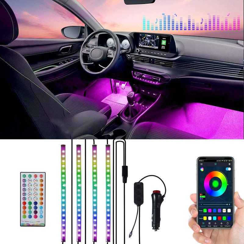 Lescars Car LED: Set of 4 Car LED RGB Strips