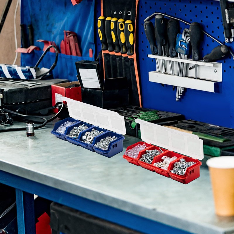 Hushee 6 Pcs Screw Organizer Box with Lid 4 Compartments