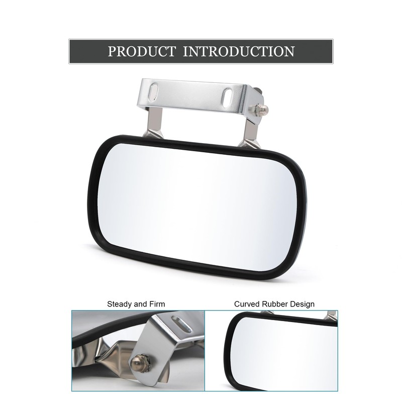 ReYee Stainless Steel Rectangular Convex Mirror fit for Tractors Forklifts