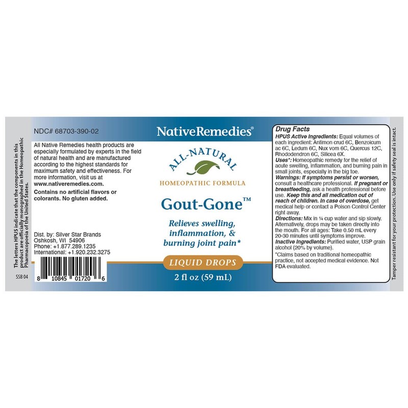 Native Remedies Gout-Gone - Natural Homeopathic Formula for The Joint