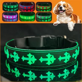 DOGLED USB-C led Light up Dog Collar, 3D Design Comfortable and Soft Material,Multicolored Lighting，Night Dog Collar (CR-Black, S(11.8-15.7"))