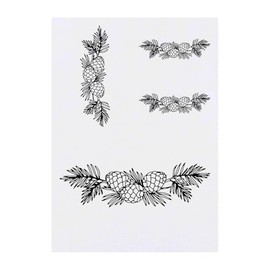4 x 'Pinecone Branch' Temporary Tattoos - Water Resistant, Skin-Safe, Non-Toxic Transfers, Mixed Sizes (TO00082162)