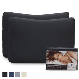 High-quality cushion cover double pack (set of 2, black plain) for neck support pillows, special MATAR - cotton, double jersey, good fit, non-iron, Oeko-Tex certified, cushion cover with zip