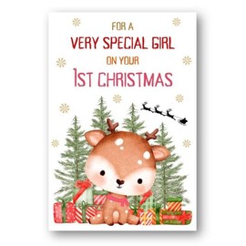 Second Ave Cute Very Special Girl on Your First Christmas Xmas Holiday Festive Greetings Card