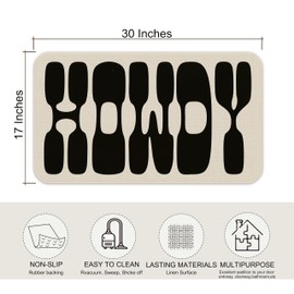 Udinaz Howdy Door Mat - Western Door Mat, Howdy Welcome Mat, Western Welcome Mat, Trendy Boho Beige and Black Front Door Mats Outdoor Entrance, Howdy Indoor Door Mats for Entryway, 17x30