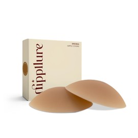 NIPPLLURE Reusable Sticky Adhesive Nipple Covers for Women – Silicone Petals with Travel Box, (Fits D+ Cups)