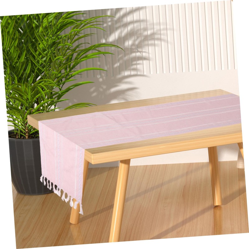 NOLITOY Rustic Pink Table Runner with Tassels Woven Decorative Table